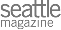 The image shows the logo of "Seattle magazine" in gray font against a transparent background.