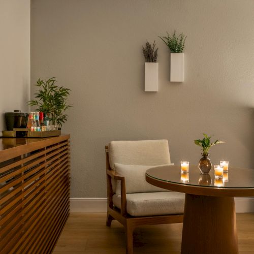 Guest room seating and furnishings at The Amaya arranged with minimalist design and natural materials